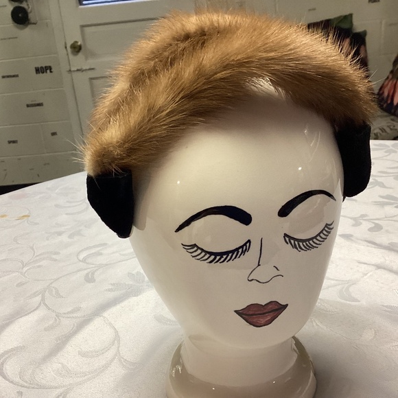 FUR HEADBAND with velvet bow - Picture 1 of 7